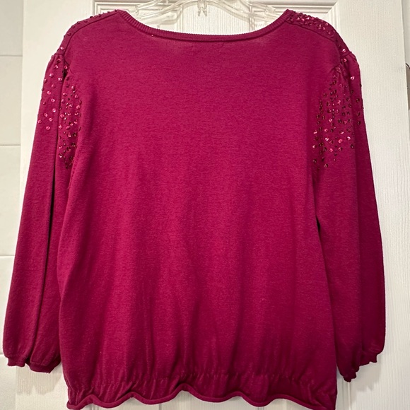 Apt 9 Fuchsia Beaded and Sequined Button Front Cardigan - Size L - Picture 3 of 8